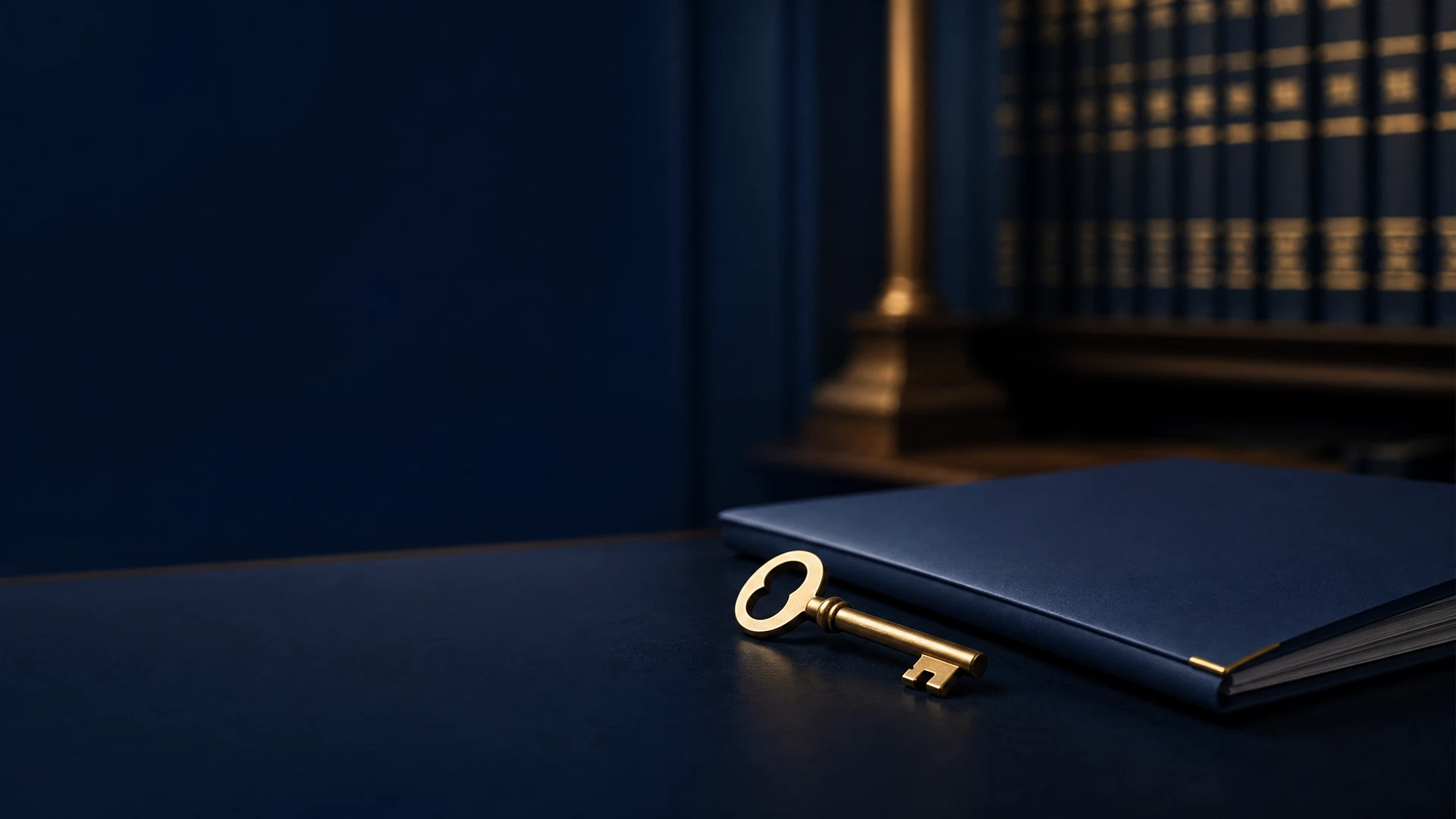 Brass key and blank property record folder, representing burglary and theft-charge guidance