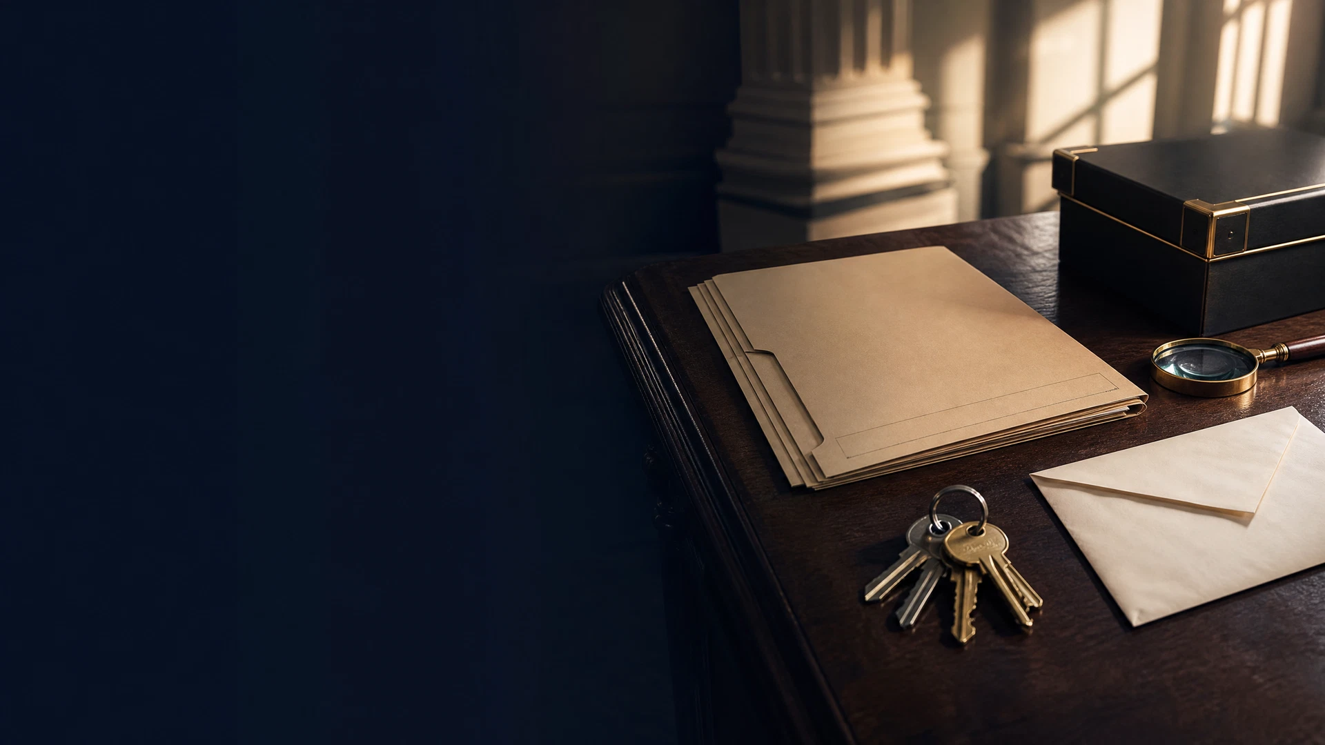 Property-record folder and keyring on an evidence table